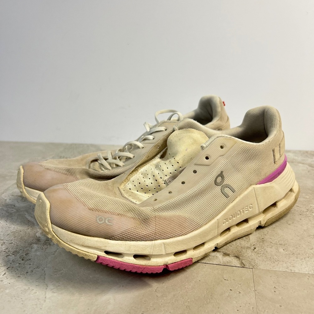 On Cloudnova Form Women 9 Cream Pink Running Shoes 3WE30173289 Swiss Engineering